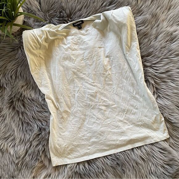 Express Green Crew Neck Shoulder Padded Muscle Tee, S - Picture 2 of 12